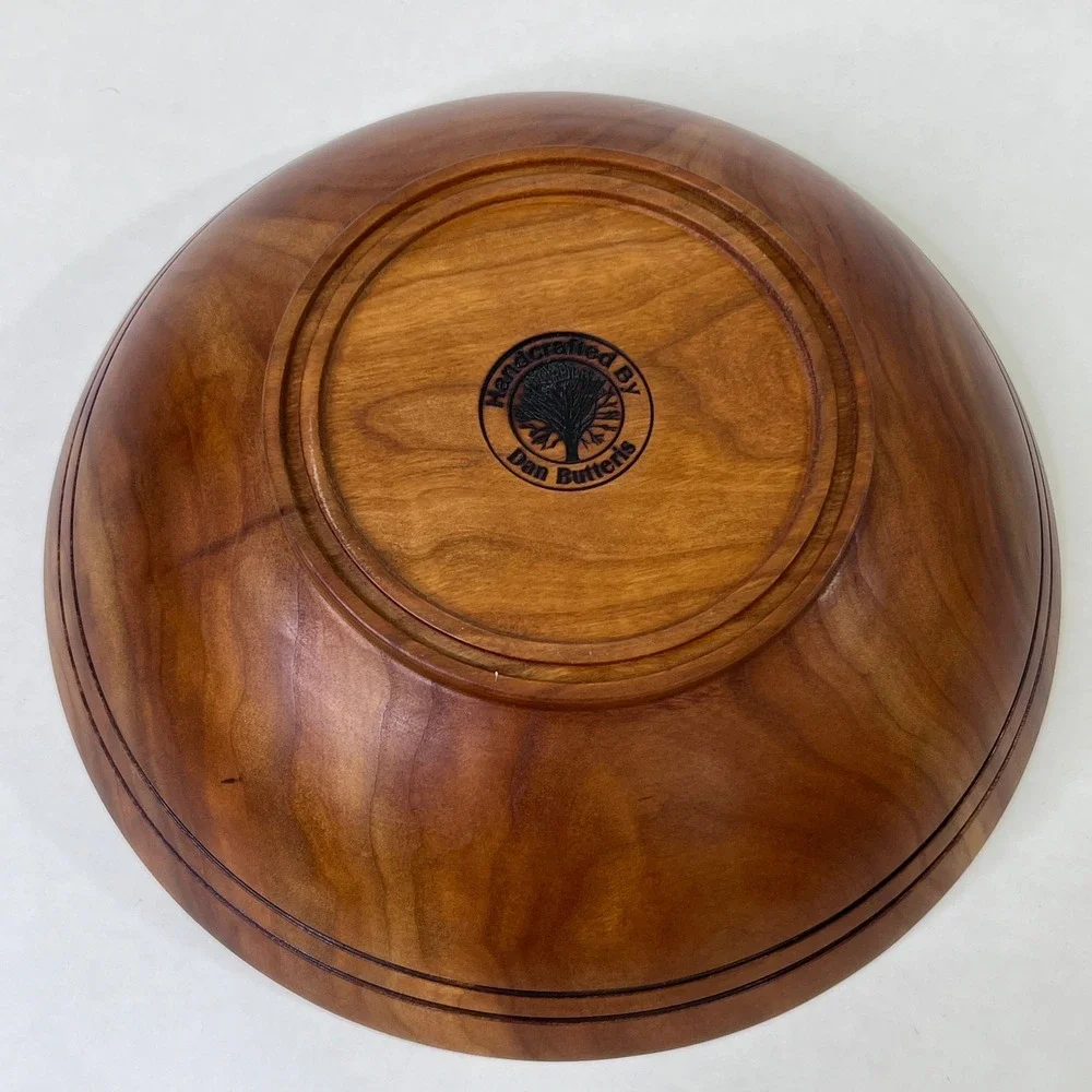 Dan Butteris Handcrafted Wood Bowl Lathe Turned Natural Grain 9.5 inch MCM Decor